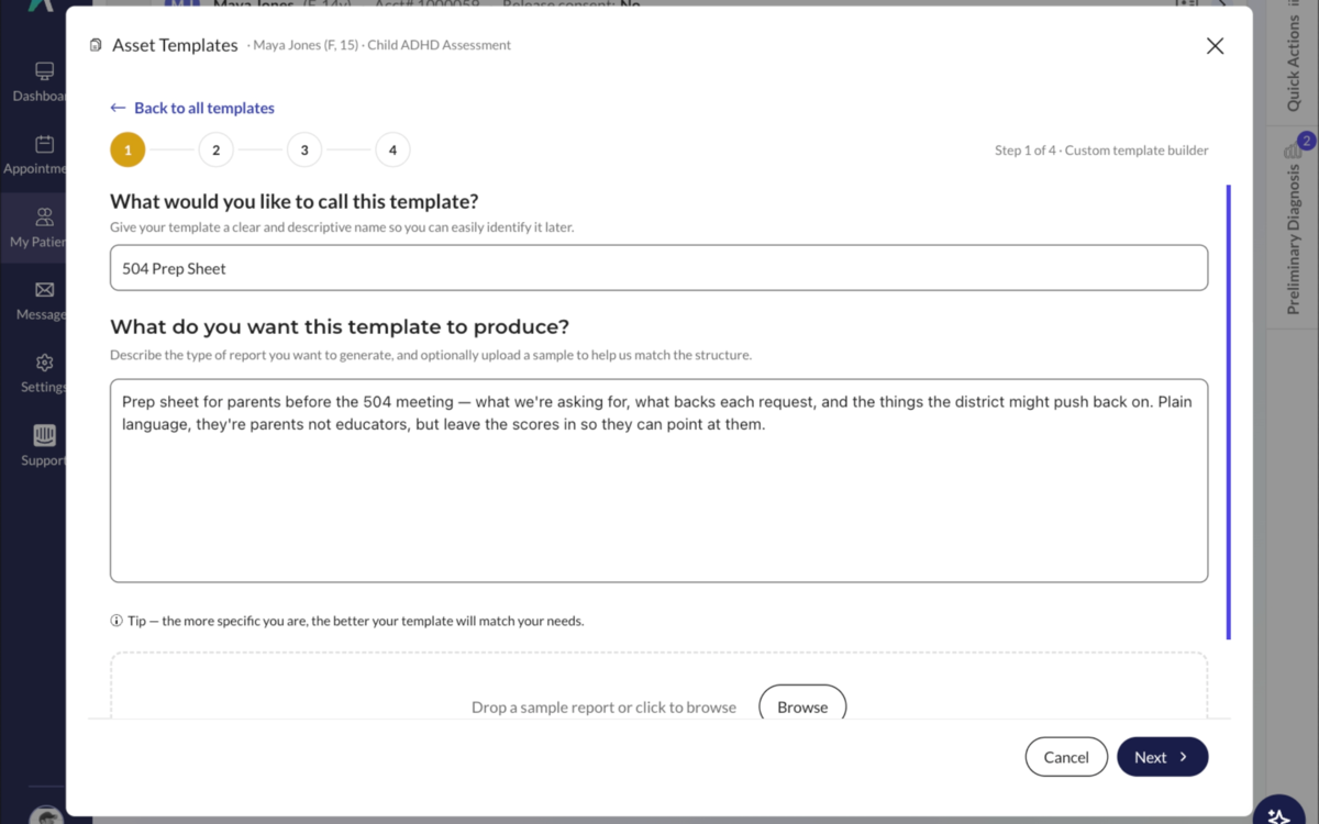 Requesting a custom document in plain language