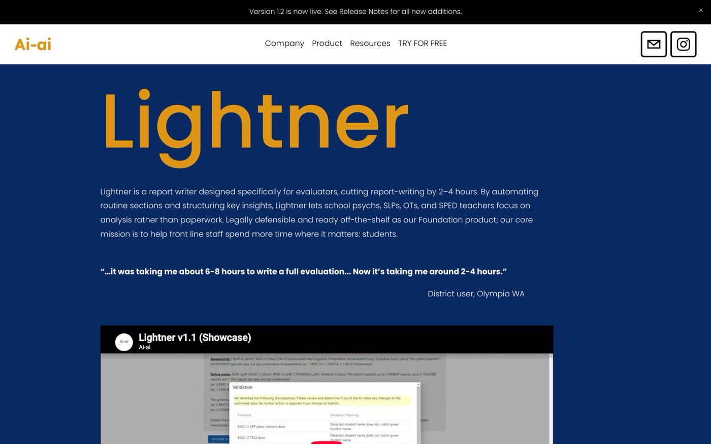 The Lightner home page, a report writer for school evaluators